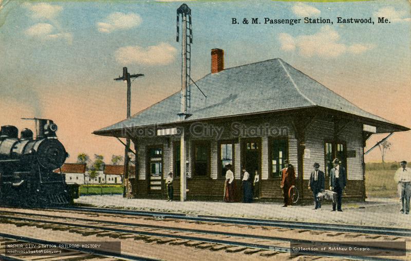 Postcard: Boston & Maine Passenger Station, Eastwood, Maine